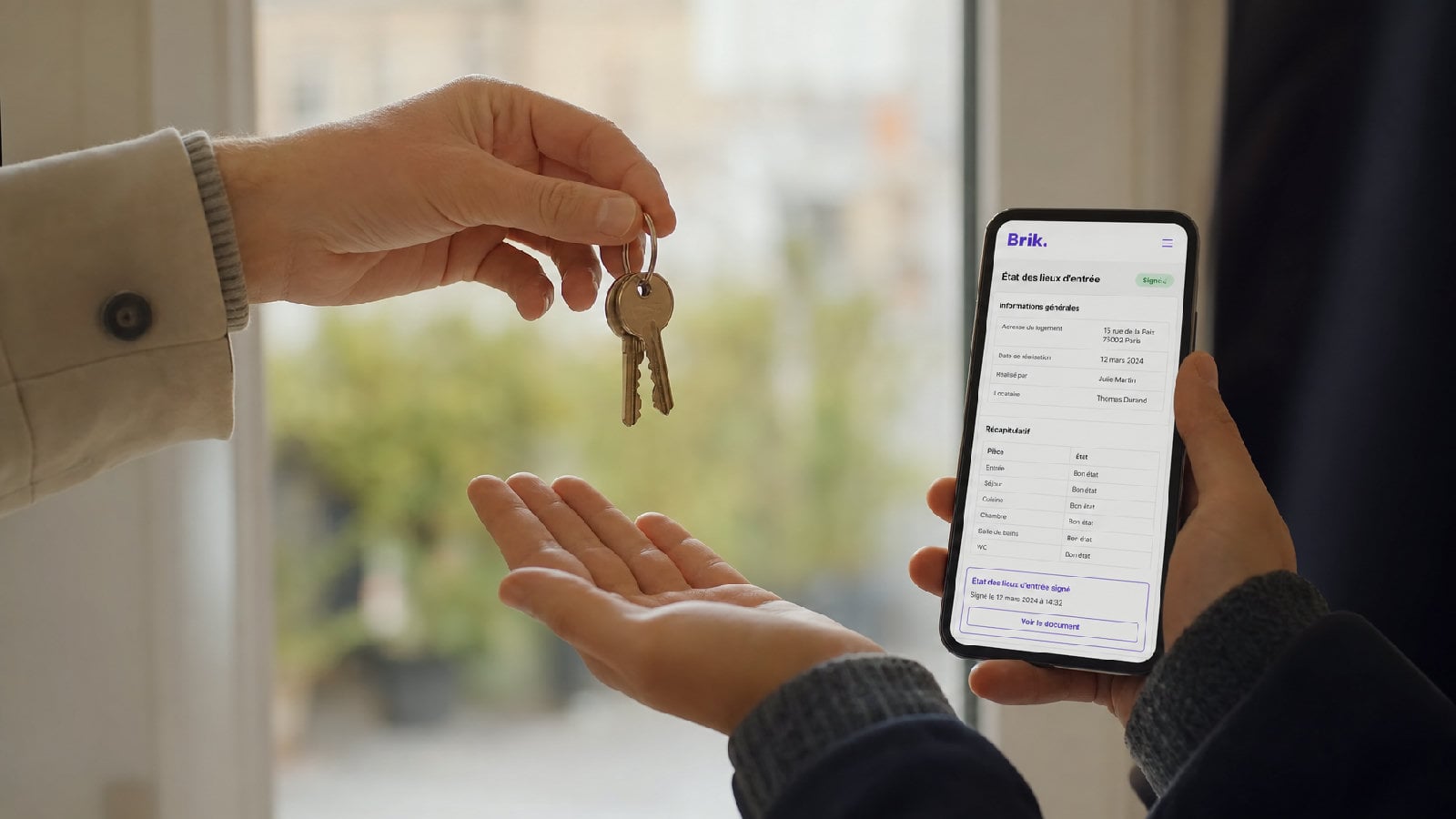 Remise des clés, l'état des lieux signé consulté sur mobile
